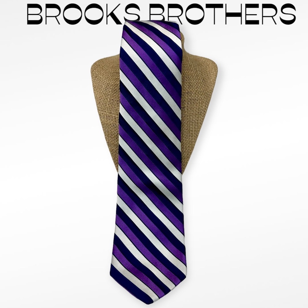 BROOKS BROTHERS Silk Tie Makers Merchants Striped Purple